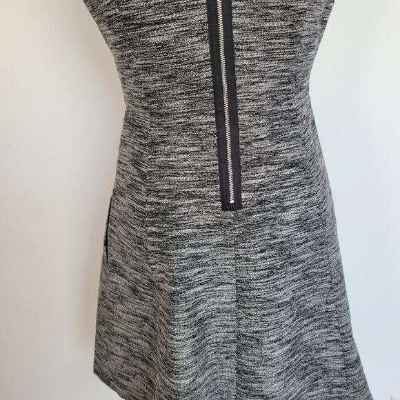 Madewell The Anywhere Dress Tweed Black Fit Flare Faux Leather Women 6 - Picture 8 of 13